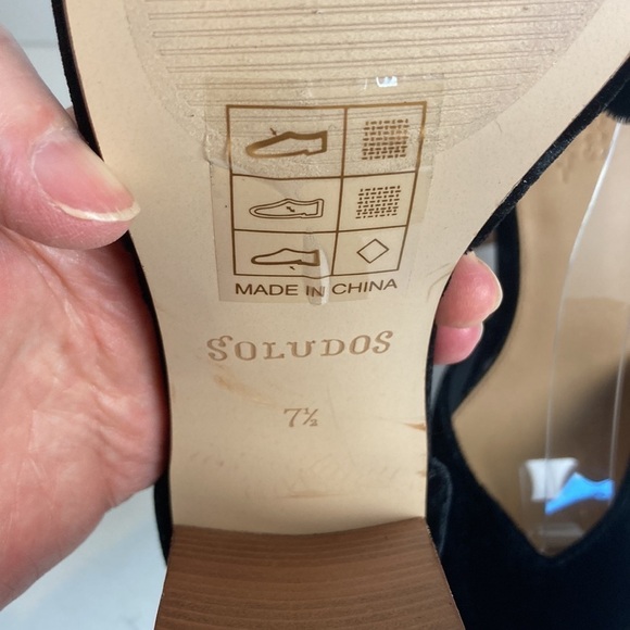 Anthropologie Soludos Collette Heels Leather Velvet 7.5 Night Out Holiday Party - Picture 15 of 16